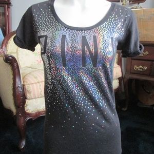 Pink by Victoria Secrets-Black Sparkle Sequin Tee